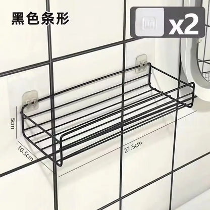 Bathroom Organiser Multifunctional Toiletries Organiser No-Punch Bathroom Shelf Bathroom Kitchen Wall Mount Storage Rack Leedoar