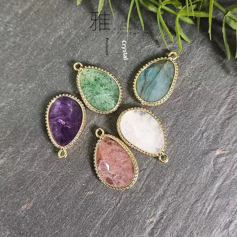 Natural Crystal Pendant White Crystal Semi-Precious Irregular Single-Sided DIY Necklace Bracelet Jewelry Accessories