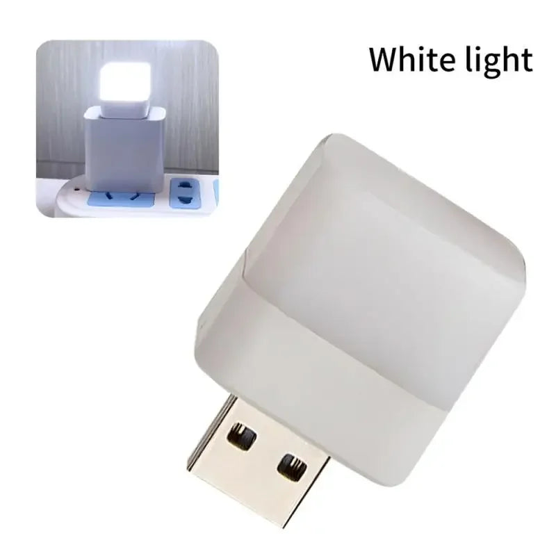 1pc Mini Night Light USB Plug Lamp Computer Mobile Power Charging Small Book Lamps LED Eye Protection Square Reading Light Leedoar