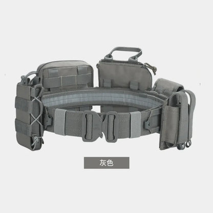 Riñonera táctica 8 en 1/6 en 1, cinturón táctico con bolsillos, equipo de caza, billetera de poliéster, mochila táctica impermeable para exteriores 