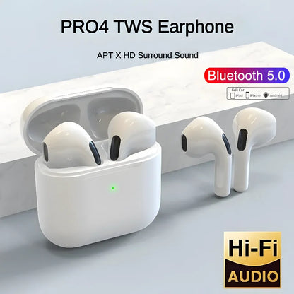 2024 Hot Sale TWS Pro4 Super Mini à prova d'água sem fio BT5.0 fone de ouvido Air Pro fone de ouvido estéreo fone de ouvido intra-auricular com estojos de carregamento 