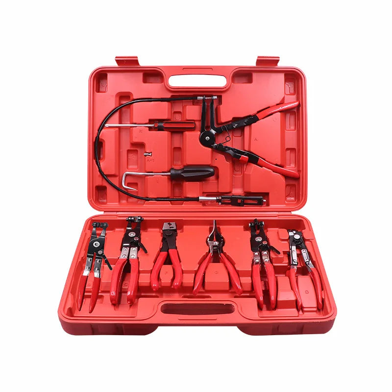 9Pcs Auto Hose Clamp Ring Plier Set Flexible Wire Cable Type Joint Boot Clamps Remover Oil Seal Screwdriver Car Repairing Tools Leedoar