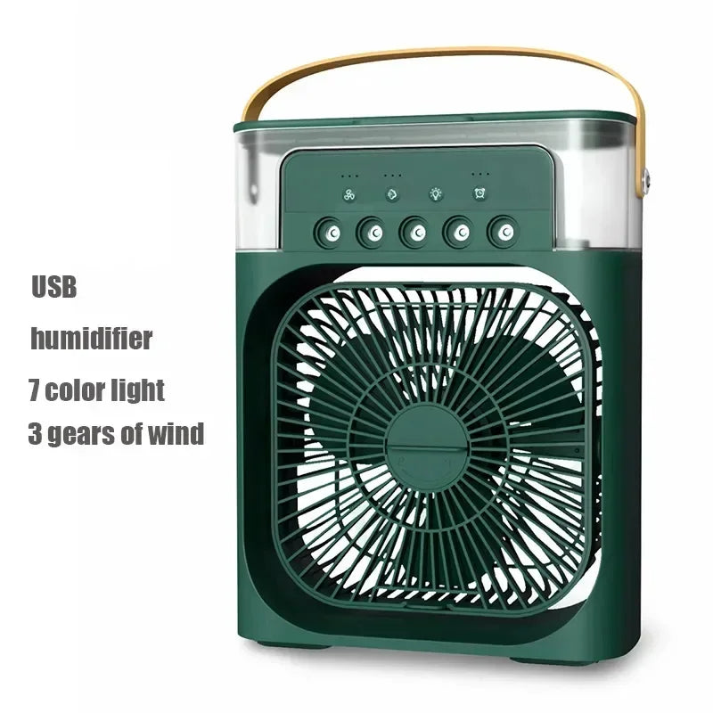 Ventilador humidificador portátil, aire acondicionado, refrigerador de aire pequeño para el hogar, hidroenfriamiento, ajuste de aire portátil para oficina, ventilador de 3 velocidades 