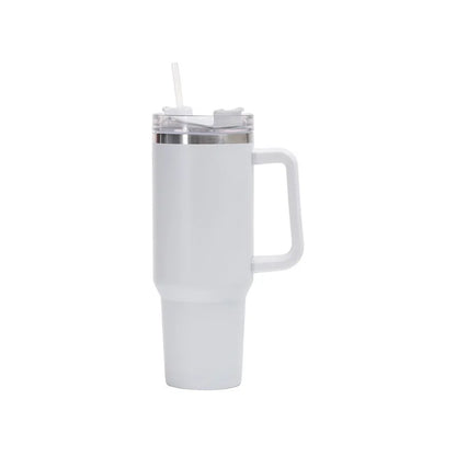 Vaso de taza de 40 oz con asa, vaso aislado con tapa, pajita, taza de agua de café de acero inoxidable para viajes en el hogar, taza térmica 