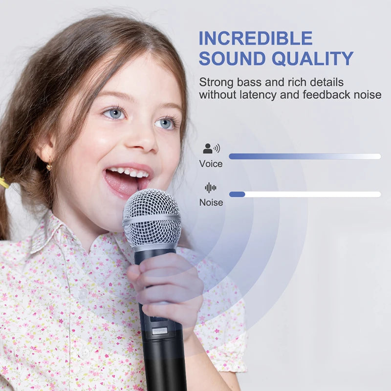 UHF Wireless Microphone Professional Receiver Transmitter System Universal Handheld Mic with Karaoke Business Meeting Microphone Leedoar