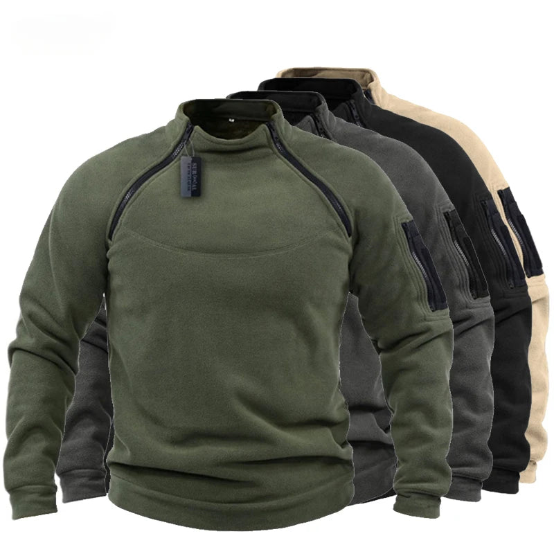 Chaqueta polar táctica para exteriores, traje de caza, jersey cálido con cremallera, chaqueta cortavientos para hombre, suéter cálido para senderismo 