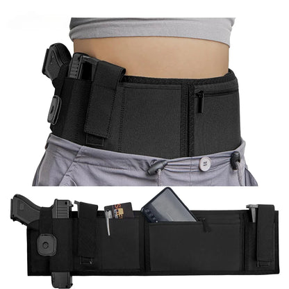 Tactical Belly Gun Holster Concealed Carry Waist Band Pistol Holder Magazine Bag Right Hand Belt Holster for Glock 19, 17, 42 Leedoar