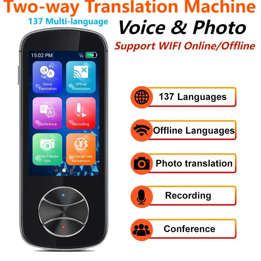 137 Multi-language Two-way Translation Machine V10 Of Voice & Photo 3.0"IPS Touch Screen Support WIFI Online/Offline Translation Leedoar