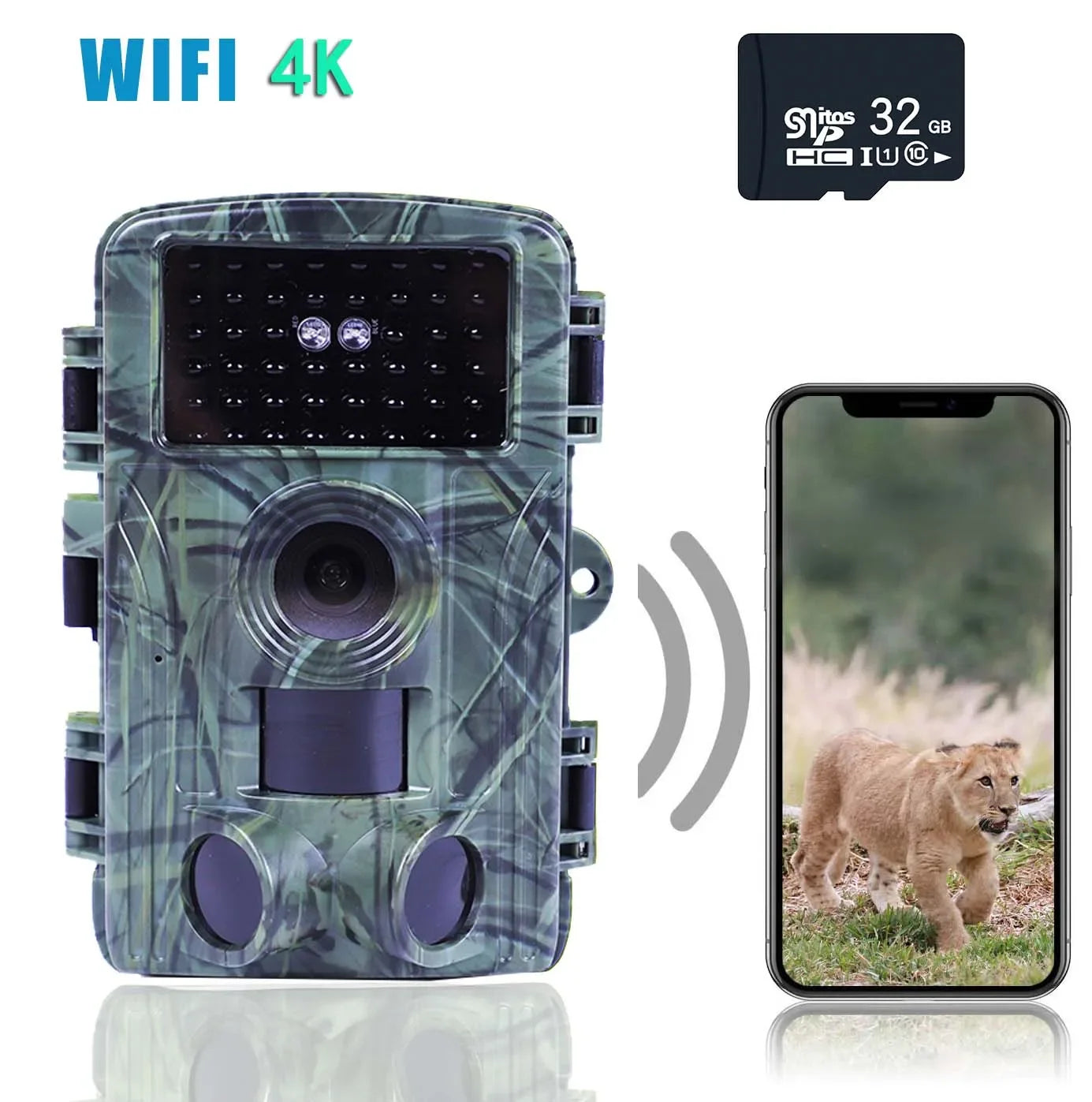 Outdoor Wireless 4K 60MP 30MP Shooting Wildlife Wifi Trail Camera Night Vision 2.0 Inch WiFi Connection Trail Hunting Camera Leedoar