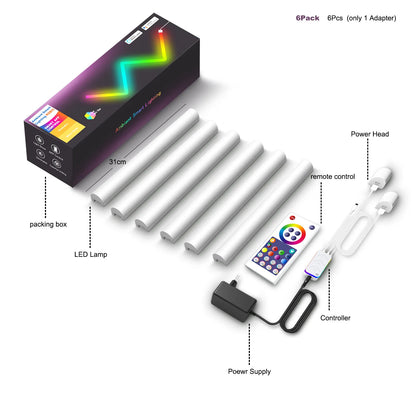 Barra de luz LED inteligente de parede RGB Controle BT/WIFIAPP Sincronização de música Luz noturna DIY TV Quarto Sala de jogos Decoração de bar