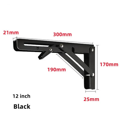 2pcs Heavy Duty Stainless Steel Folding Shelf Brackets Collapsible Wall Mounted L-Table Hinges for Bench & Table with Screws Leedoar