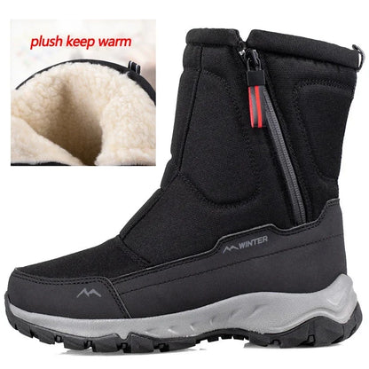 Men Boots 2023 Winter Shoes For Men Warm Snow Boots Mid-calf Men Warm Shoes Thick Plush Winter Boots For Men Women Cotton Shoes Leedoar