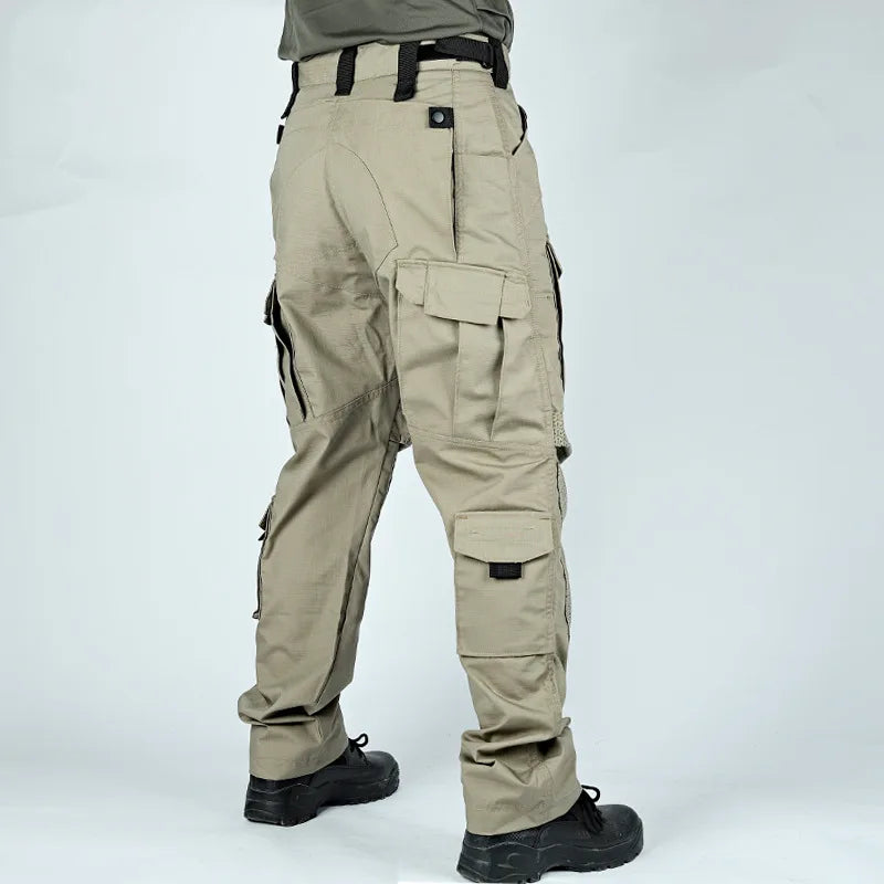 Tactical Cargo Pants Mens Multi-Pockets Wear-resistant Military Trousers Outdoor Training Hiking Fishing Casual Loose Pants Male Leedoar