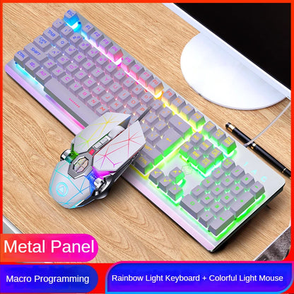 GX2 Wired Combo 104 Keys LED Light Keyboard And Mouse Changeable Waterproof RGB Backlit Keyboard Mouse Set for Desktop Laptop