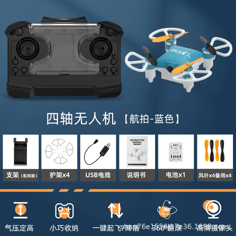 HC723 Mini Drone 2.4G Remote Control Quadcopter USB Charging Light Aerial Photography Fixed Height Aerobatic Tumbling Quadcopter Leedoar