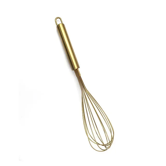 1Pcs Stainless Steel Egg Beater Gold Hand Whisk Egg Mixer Baking Cake Tool Baking Set Home Egg Tools Kitchen Accessories Leedoar