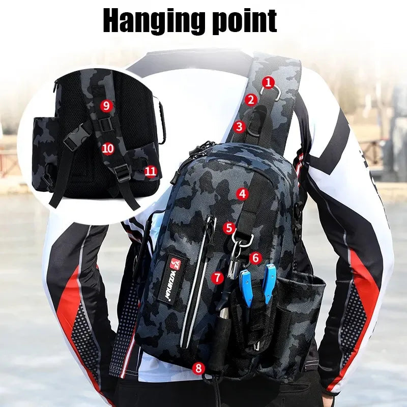 Multifunctional Fishing Bag Waterproof Large Capacity Outdoor Fishing Tackle Backpack Fishing Tackle Storage Travel Tote Bag Leedoar