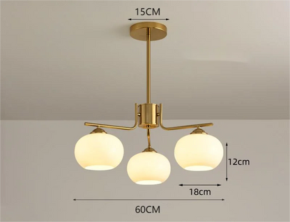 Lustre de bola de vidro para sala de estar e jantar com design nórdico, lustre de cobre luxuoso para sala de estar e sala de jantar 