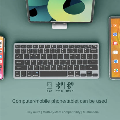 WLK-616 Office - Teclado y ratón inalámbricos delgados con Bluetooth, combinación mecánica de tacto metálico para escritura oficial, teclado empresarial 