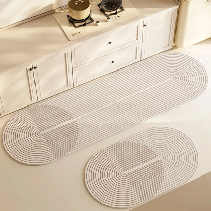 Water Absorbing Diatomaceous Mud Mat Kitchen Bathroom Anti Slip Mat Simple Elliptical Long Strip Carpet Home Decoration Products Leedoar