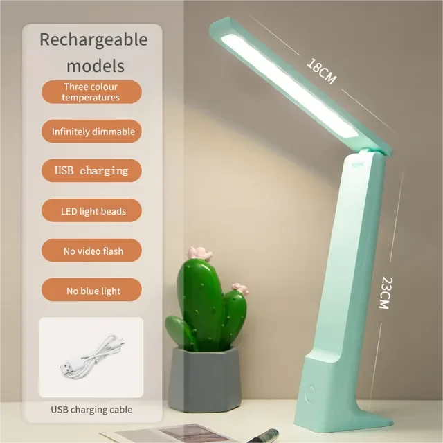 LED Folding Desk Lamp With Touch Dimming USB Rechargeable Bedroom Bedside Table Lamps For Study Reading Office Student Supply Leedoar