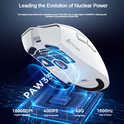 R1 Wholesale Mouse PAW3311 Sensor Ergonomic Computer Mouse Gamer RGB 2.4g+BT Wireless Rechargeable E-sports Game Mouse