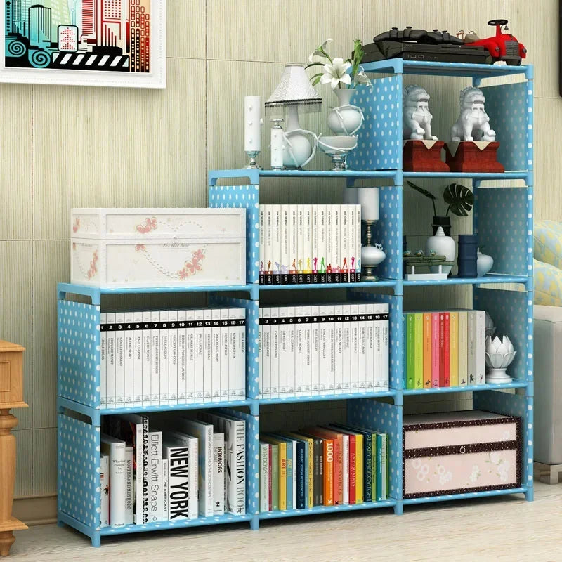 Three Row Bookshelf Storage Rack Children's Bookshelf Modern Minimalist Bookshelf Floor Ceiling Combination Furniture Decoration Leedoar