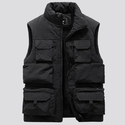 Men's Vest Coat Winter Sleeveless Jacket Waistcoat Thick Warm Fleece Workwear Tops Cargo Vest Windbreaker Fashion Big Size 6XL Leedoar