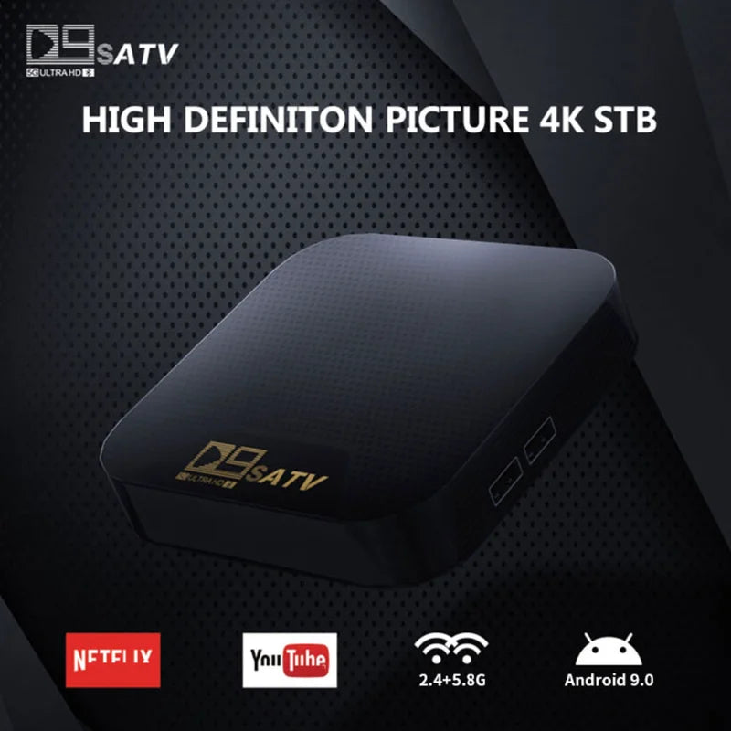 2024 Novo D9S ATV Box Set Top Box 4K ARM A53 2.4G 5G Dual WIFI Android 11 TV Box S905 8gb 16gb com controle remoto de voz 