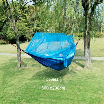 Outdoor Camping Portable Single Size Nylon Fabric Portable Travel Outdoor Camping Hanging Sleeping  Hammock with Mosquito Net Leedoar