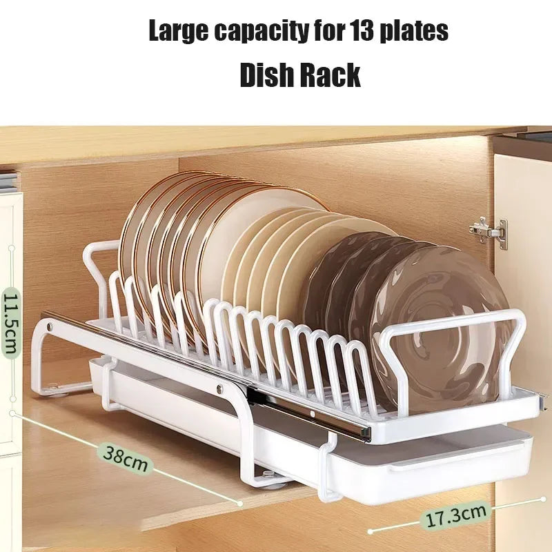 Large Kitchen Sliding Dish Drainer Storage Rack Cabinets Drawers Storage Organizer Shelf Chopstick Barrel Kitchen Accessories Leedoar