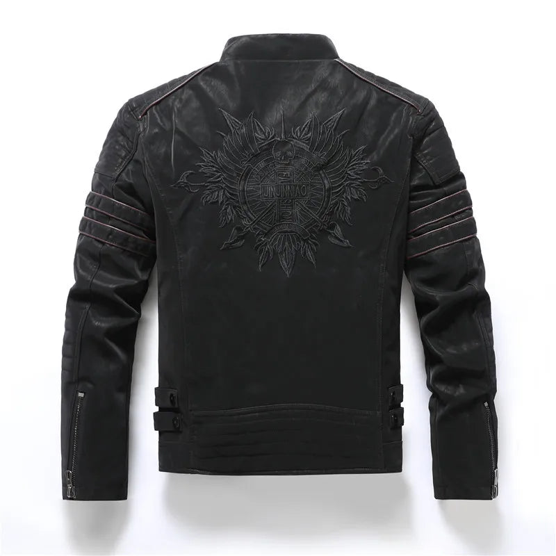 Men Winter Brand Leather Jacket Casual Motorcycle Winter Inner Fleece PU Coat Faux Leather Jackets Mens Clothing Streetwear Leedoar