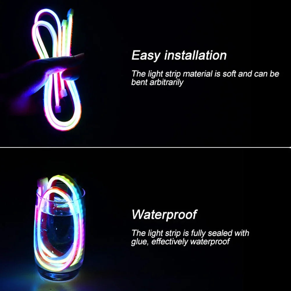 A Pair of Car RGB illusion Daytime Running Lights APP Mobile Bluetooth Control Light Strip 30CM 45CM 60CM driving Lamp Strip Leedoar