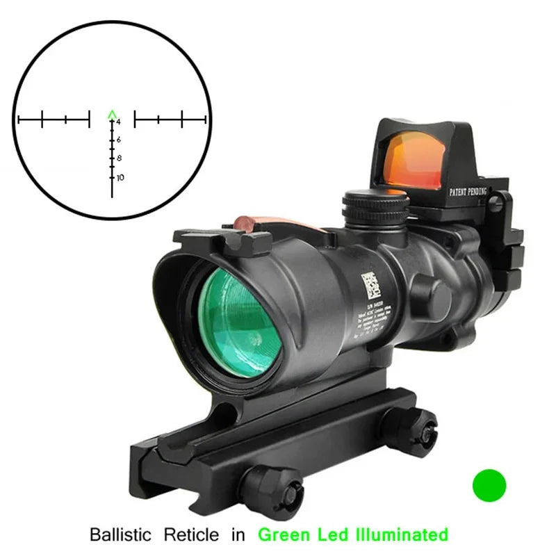 4X32 With RMR Real Fiber Optics Red Green Dot Illuminated Chevron Glass Etched Reticle Tactical Optical Scope Hunting Sight Leedoar