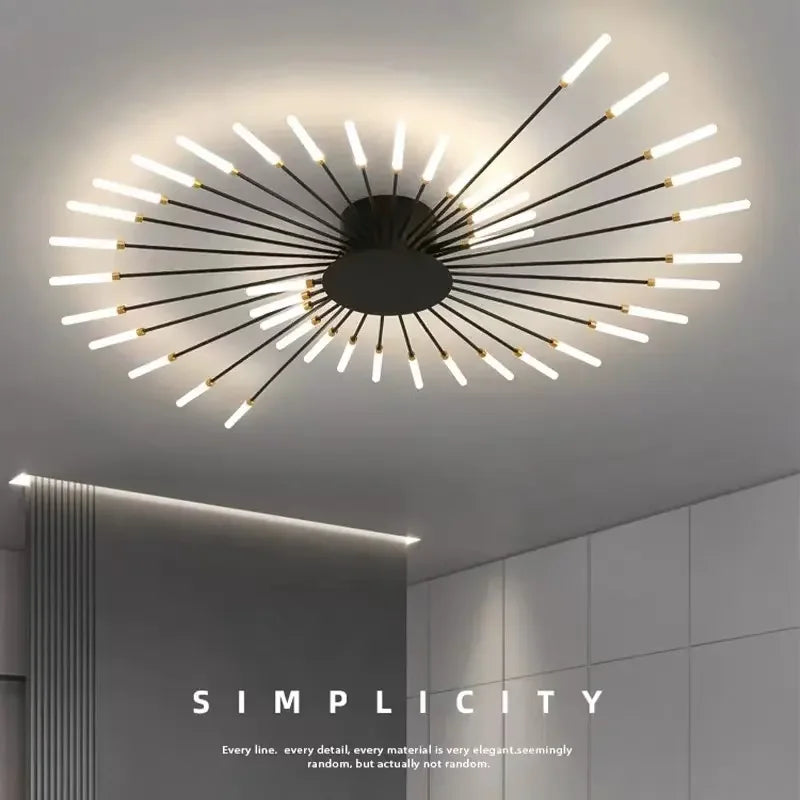 Lustre de teto moderno com design de fogos de artifício, luminária pendente para decoração de sala de estar, quarto e casa 