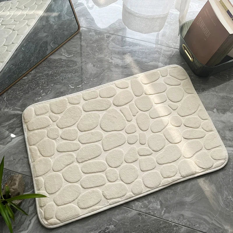 Anti Slip Carpet Pebble Relief Bathroom Floor Living Room Bedroom Carpet Shower Room Door Mat Bathroom Absorbent Floor Mat Leedoar