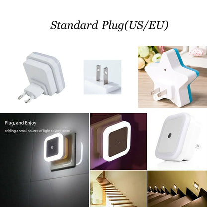 LED Mini Cute Night Light Automatic Auto Sensor EU/US Plug-in Light For Bedroom Kid's Room Corridor Staircase Light 110v 220v Leedoar