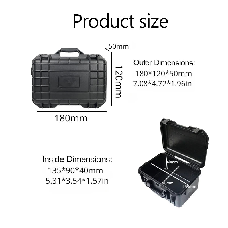 Caja de herramientas de plástico ABS Caja de herramientas de seguridad portátil sellada Estuche de transporte Almacenamiento Esponja resistente a impactos Amortiguación de golpes 