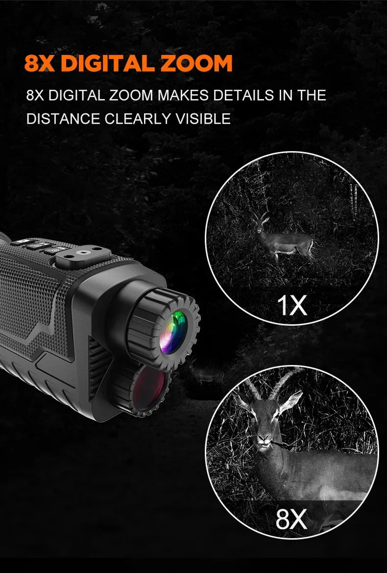 Telescopio monocular infrarrojo montado en la cabeza 4K para una oscuridad del 100 % y visión nocturna digital de alta definición con zoom digital NV8260 de 400 m y 8X para caza 