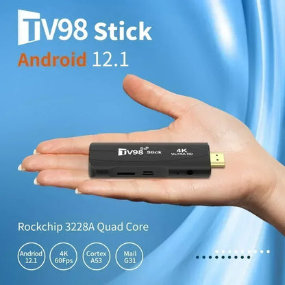 TV98 TV Stick Android 12 Decodificador de señal superior Amlogic 4K WiFi 1G/2G 8G/16G Cable HDMI inalámbrico inteligente Reproductor de medios de red Receptor de TV 