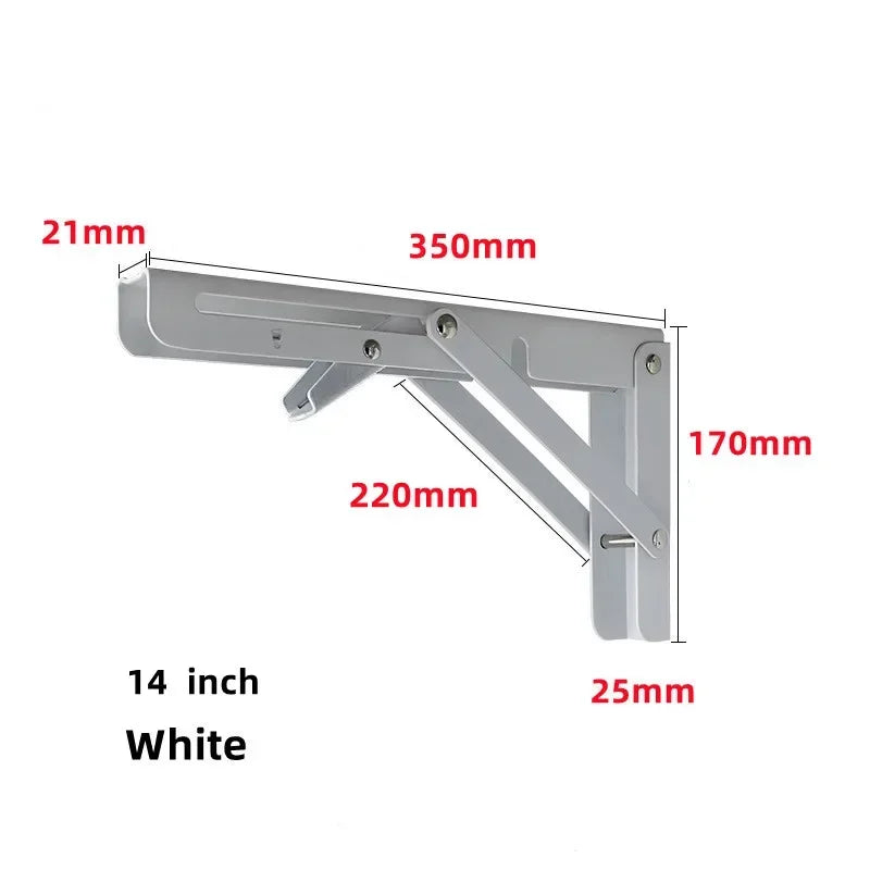 2pcs Heavy Duty Stainless Steel Folding Shelf Brackets Collapsible Wall Mounted L-Table Hinges for Bench & Table with Screws Leedoar