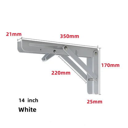 2pcs Heavy Duty Stainless Steel Folding Shelf Brackets Collapsible Wall Mounted L-Table Hinges for Bench & Table with Screws Leedoar