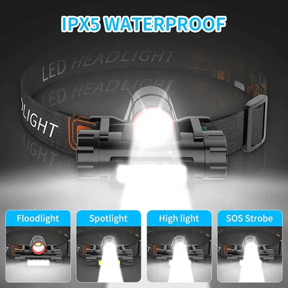 LED USB Rechargeable COB Headlamp Strong Magnetic Powerful Headlight Super Bright Waterproof Head Torch For Outdoor Leedoar