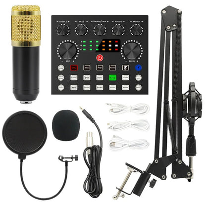 BM800 V8S Sound Card Professional Audio Set BM800 Mic Studio Condenser Microphone for Karaoke Podcast Recording Live Streaming Leedoar