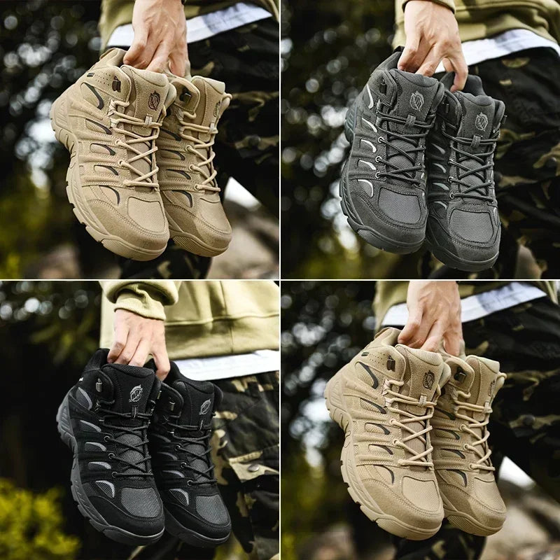 Lightweight Military Man Tactical Boots Combat Anti-Collision Training Lace Up Waterproof Outdoor Hiking Breathable Army Shoe Leedoar