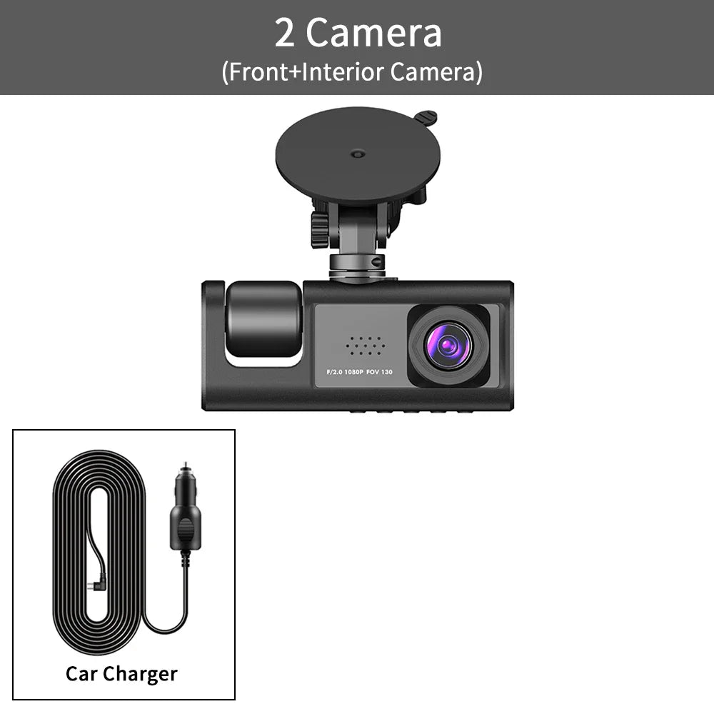 3 Channel Car DVR HD 1080P 3-Lens Inside Vehicle Dash CamThree Way Camera DVRs Recorder Video Registrator Dashcam Camcorder Leedoar