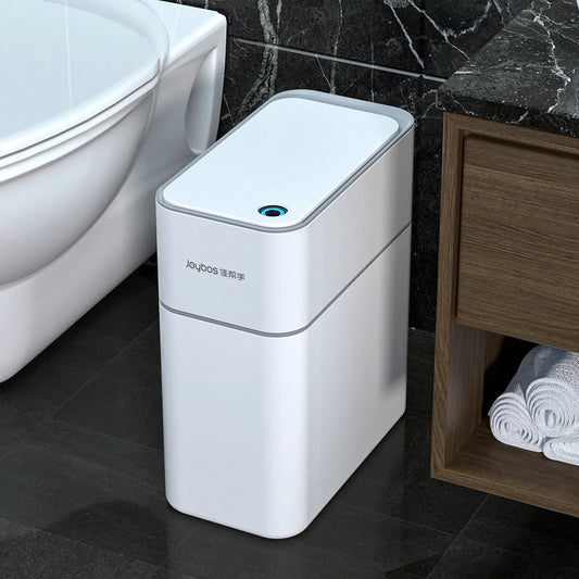 Bote de basura inteligente de 9 l, blanco, con embolsado automático, bote de basura electrónico para baño, sin contacto, estrecho, con sensor inteligente, para casa inteligente 