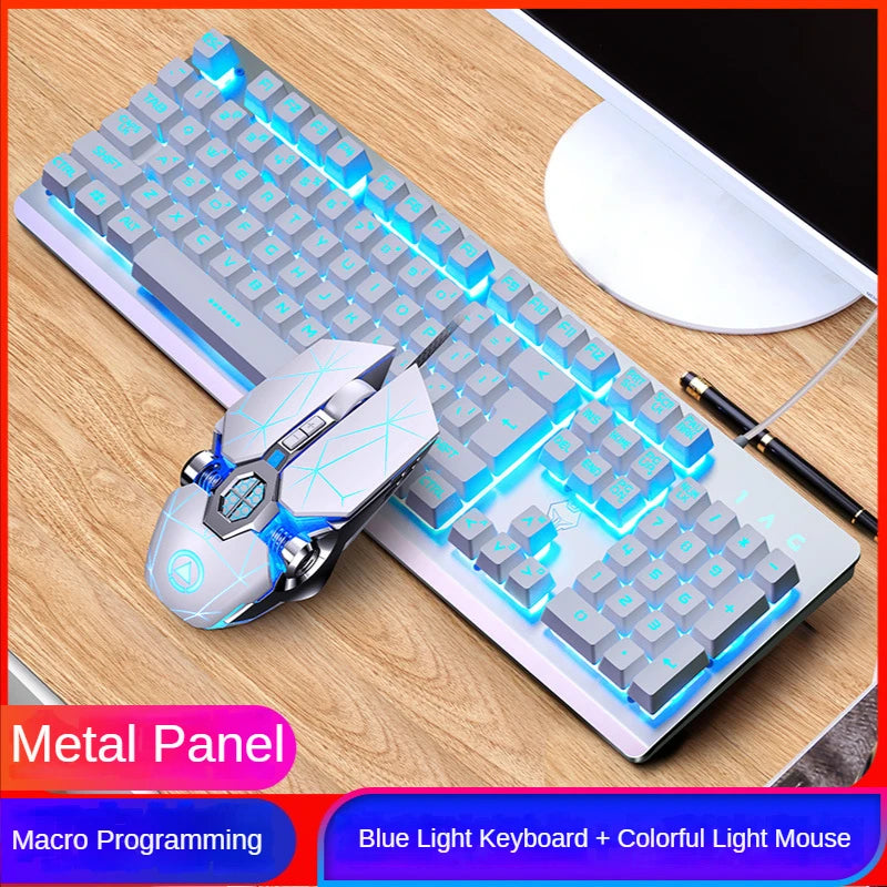 GX2 Wired Combo 104 teclas LED Light Keyboard e Mouse mutáveis ​​à prova d'água RGB Backlit Keyboard Mouse Set para desktop laptop 