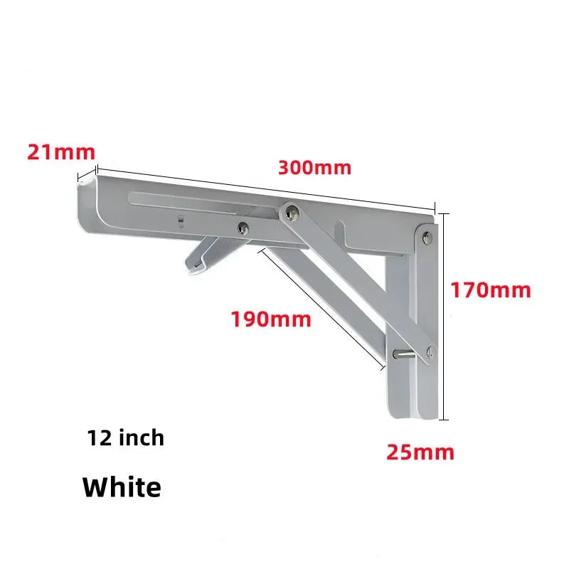 2pcs Heavy Duty Stainless Steel Folding Shelf Brackets Collapsible Wall Mounted L-Table Hinges for Bench & Table with Screws Leedoar