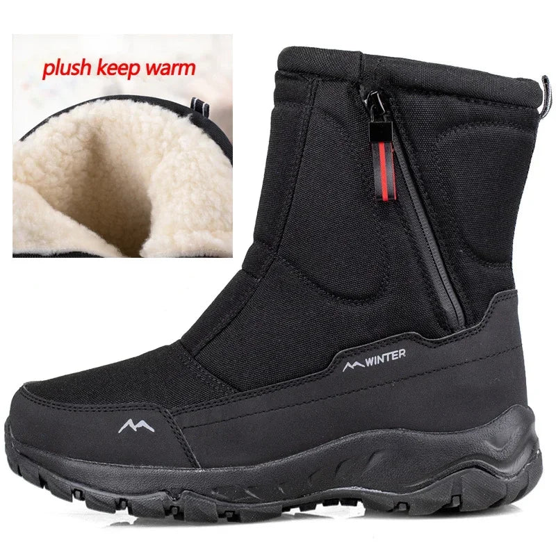 Men Boots 2023 Winter Shoes For Men Warm Snow Boots Mid-calf Men Warm Shoes Thick Plush Winter Boots For Men Women Cotton Shoes Leedoar